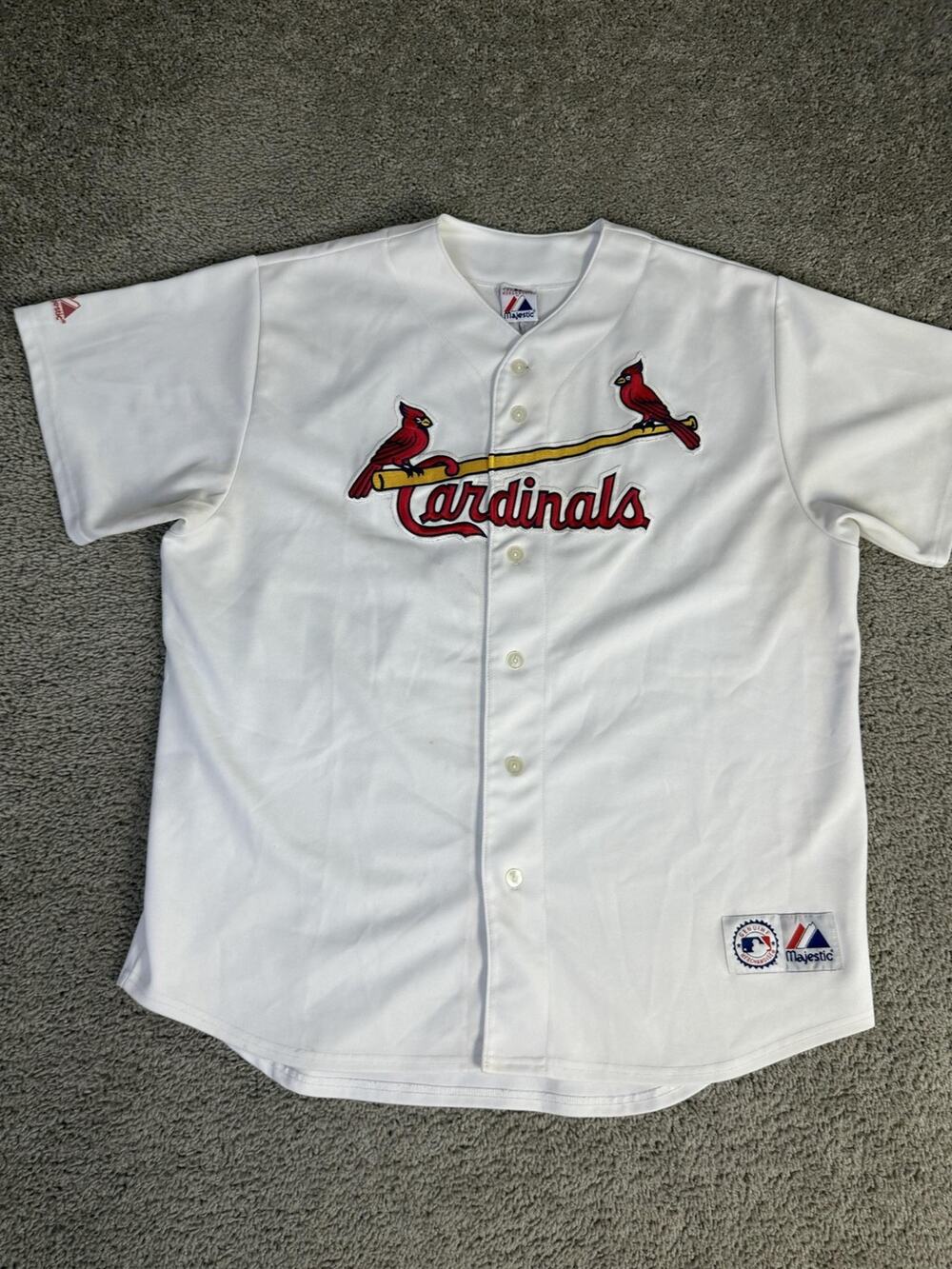 St. Louis Cardinals Jersey Mens XL Home White MLB Baseball Troy Glaus 8 Majestic